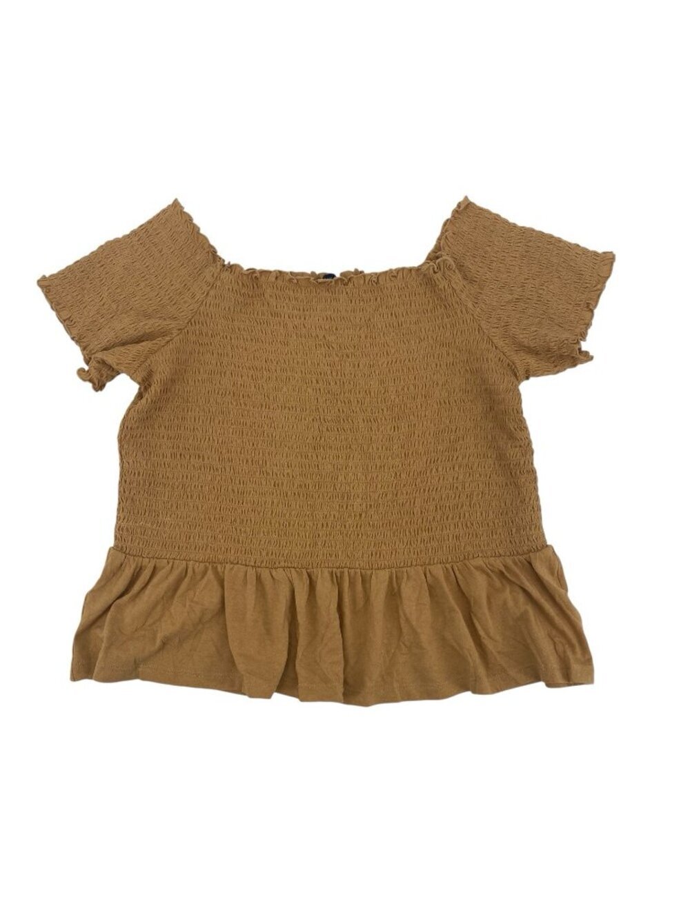 American Eagle Women's Rust Tan Smocked Peplum Top Size XL Boho